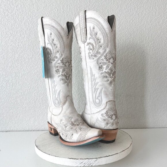Lane Boots Shoes - NEW Lane Santorini White Womens Cowboy Boots 7.5 Western Wedding Bridal 15" Tall